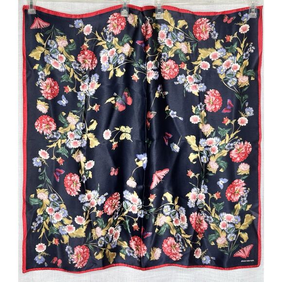 Jones New York Women's Scarf Navy Blue Floral Multicolor Floral 31"/31" Square - Picture 2 of 4